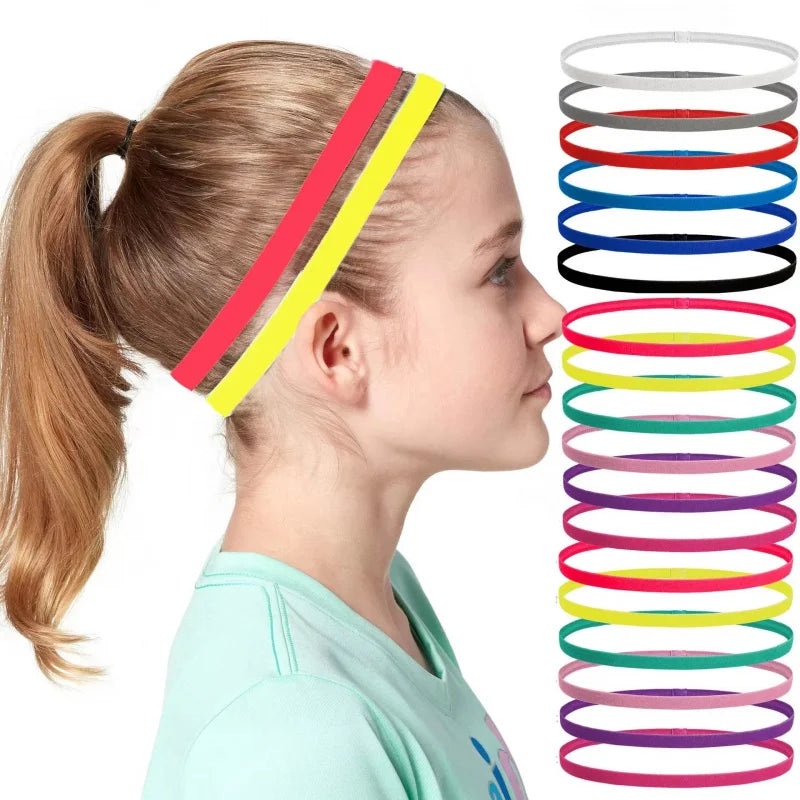 1/2/3/5pcs Women Sweatbands Football Yoga Pure Hair Bands Anti-slip Elastic Rubber Thin Sports Headband Men Hair Accessories - Sonic Sweat Lab