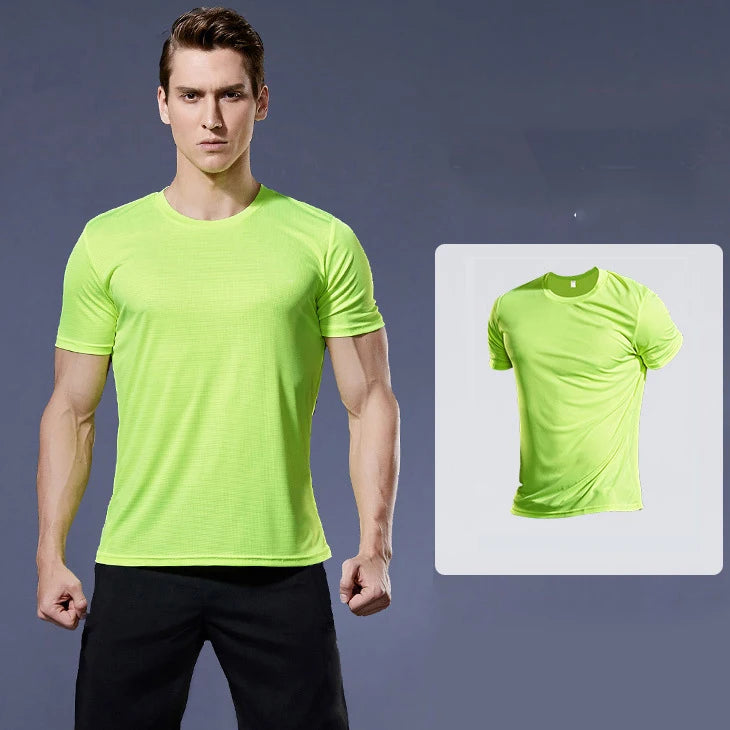 (XS-3XL)Loose Fit Quick Dry Sport Shirt Men Round Neck Workout Tee Shirt Running Basketball Exercise Traing Fitness Tops - Sonic Sweat Lab