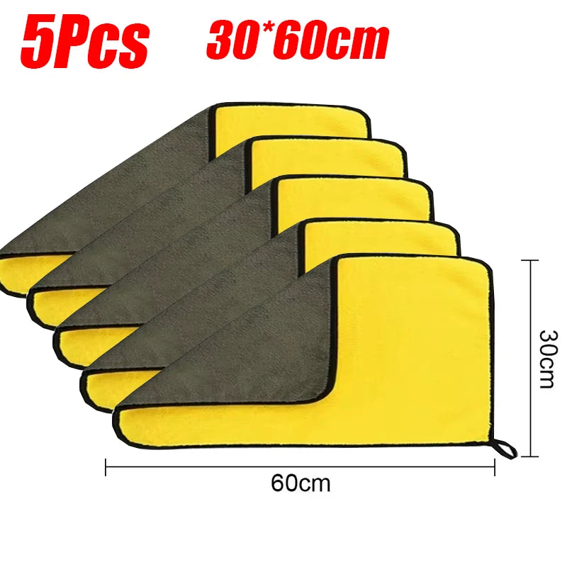 1-5Pcs Microfiber Towel Car Microfiber Cloth Wash Towel Microfiber Cleaning Cloth Absorbent Car Wash Drying Towel Auto Detailing - Sonic Sweat Lab
