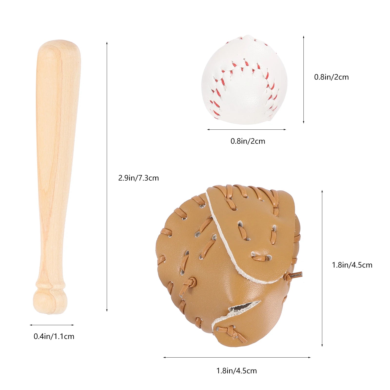 2 Sets Mini Baseball Glove Baseball Bat Decor Mini Baseball Set Keychains sports theme Photography Prop dollhouse decor kids - Sonic Sweat Lab