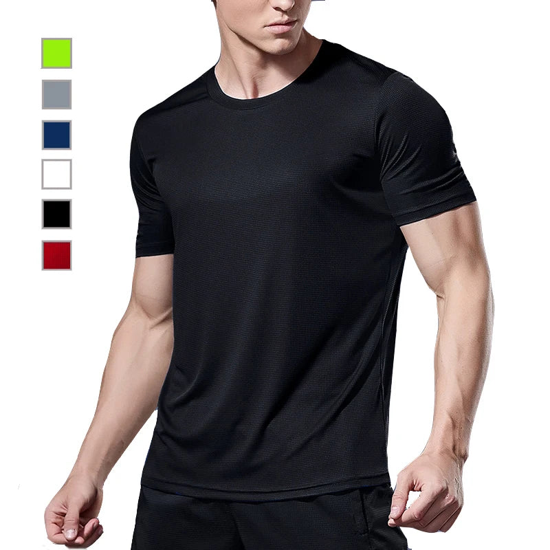 (XS-3XL)Loose Fit Quick Dry Sport Shirt Men Round Neck Workout Tee Shirt Running Basketball Exercise Traing Fitness Tops - Sonic Sweat Lab