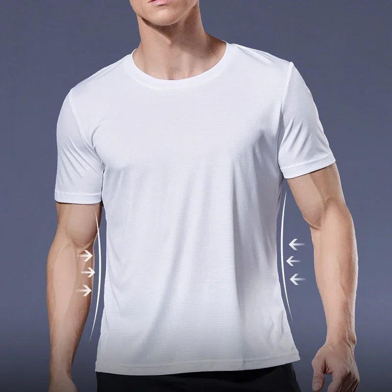 (XS-3XL)Loose Fit Quick Dry Sport Shirt Men Round Neck Workout Tee Shirt Running Basketball Exercise Traing Fitness Tops - Sonic Sweat Lab