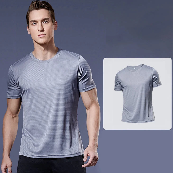 (XS-3XL)Loose Fit Quick Dry Sport Shirt Men Round Neck Workout Tee Shirt Running Basketball Exercise Traing Fitness Tops - Sonic Sweat Lab
