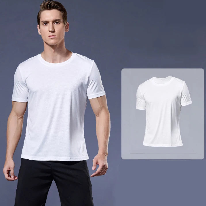 (XS-3XL)Loose Fit Quick Dry Sport Shirt Men Round Neck Workout Tee Shirt Running Basketball Exercise Traing Fitness Tops - Sonic Sweat Lab