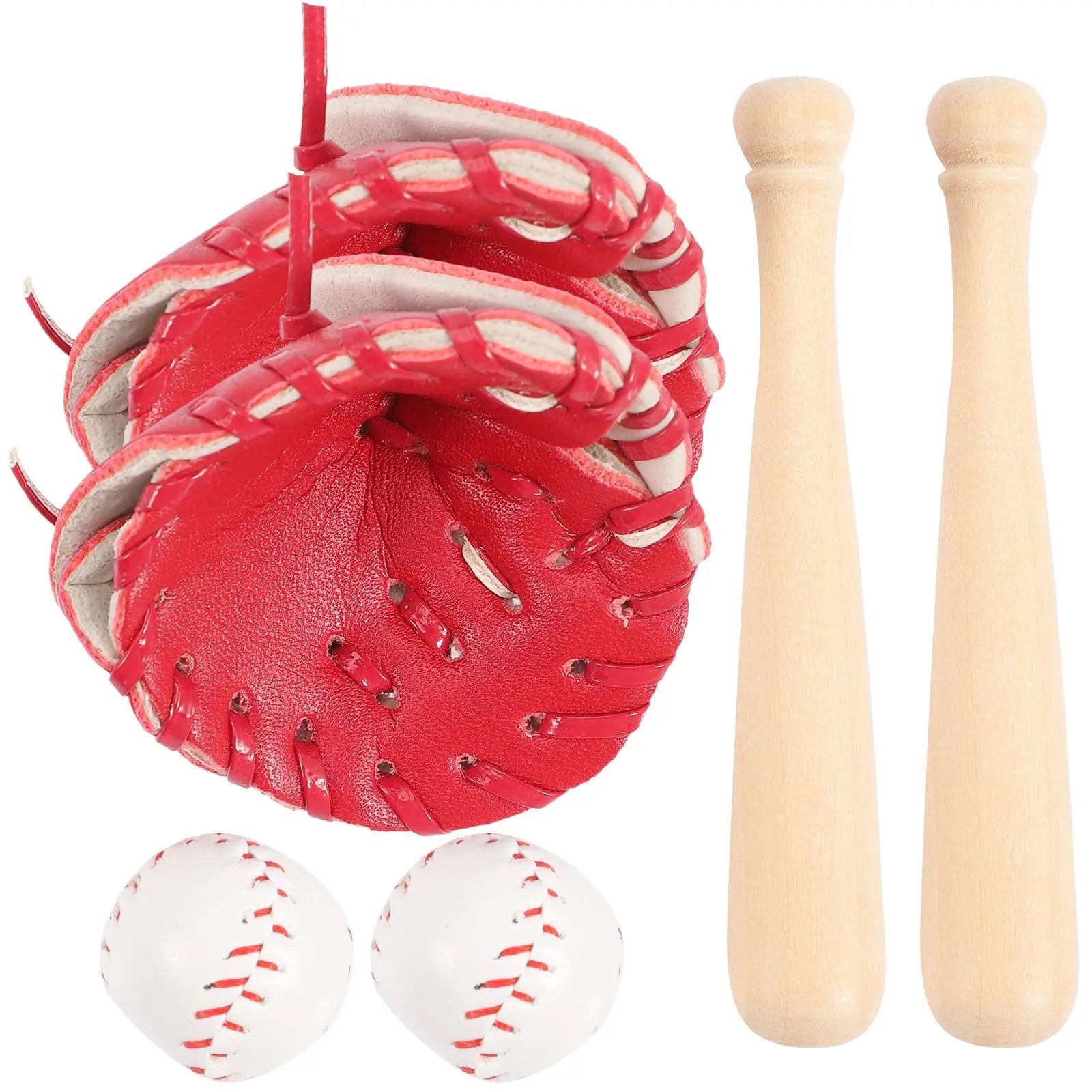 2 Sets Mini Baseball Glove Baseball Bat Decor Mini Baseball Set Keychains sports theme Photography Prop dollhouse decor kids - Sonic Sweat Lab
