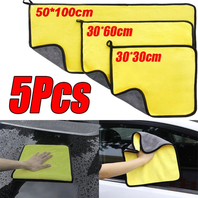 1-5Pcs Microfiber Towel Car Microfiber Cloth Wash Towel Microfiber Cleaning Cloth Absorbent Car Wash Drying Towel Auto Detailing - Sonic Sweat Lab