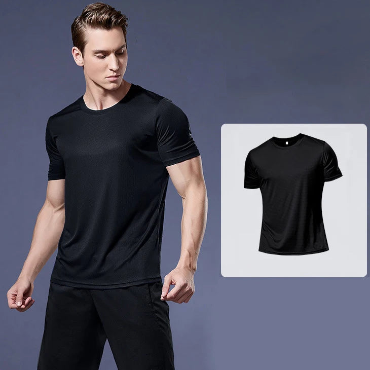 (XS-3XL)Loose Fit Quick Dry Sport Shirt Men Round Neck Workout Tee Shirt Running Basketball Exercise Traing Fitness Tops - Sonic Sweat Lab