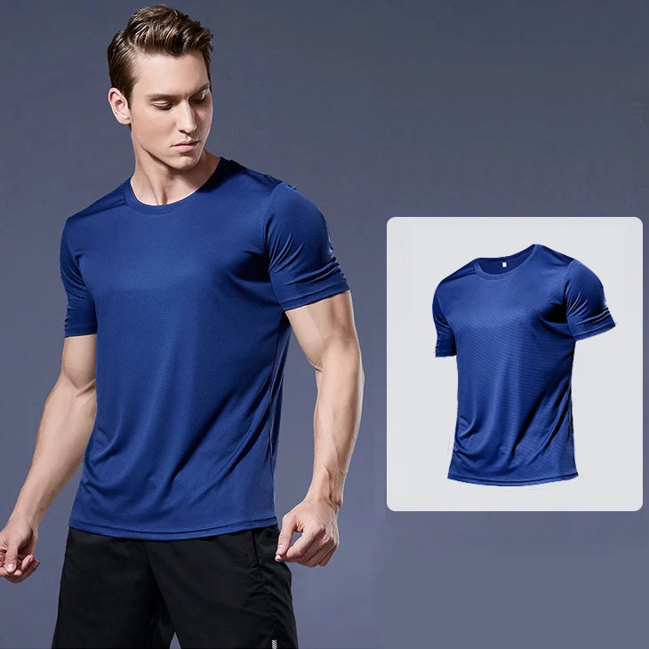 (XS-3XL)Loose Fit Quick Dry Sport Shirt Men Round Neck Workout Tee Shirt Running Basketball Exercise Traing Fitness Tops - Sonic Sweat Lab