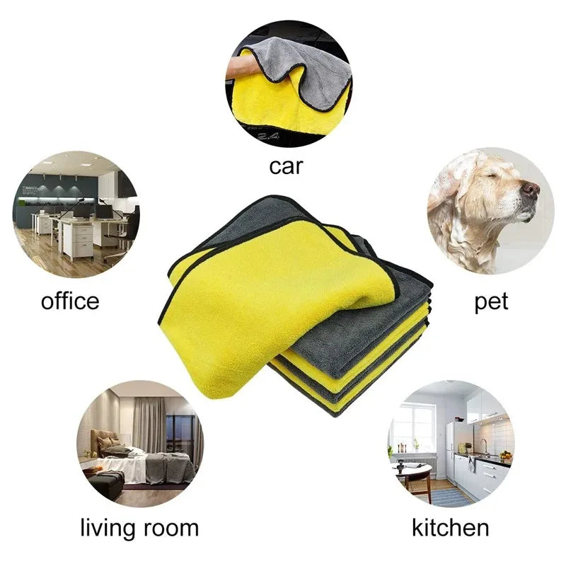 1-5Pcs Microfiber Towel Car Microfiber Cloth Wash Towel Microfiber Cleaning Cloth Absorbent Car Wash Drying Towel Auto Detailing - Sonic Sweat Lab